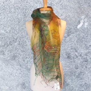 Rainbow Sheer Silk Scarf NWT